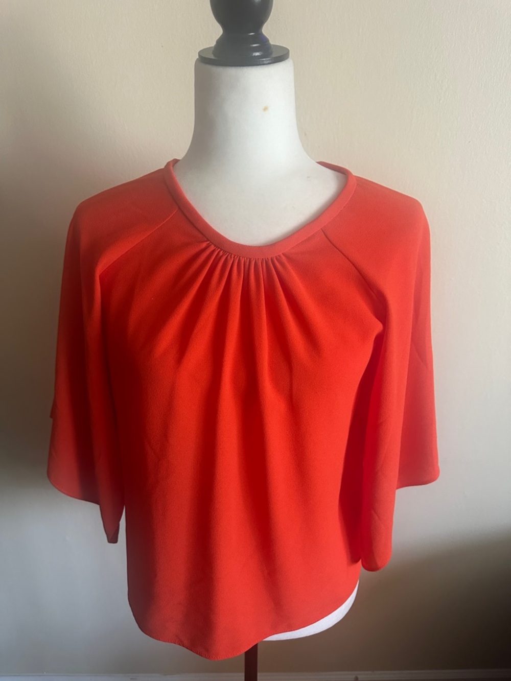 Zara Vibrant Orange Gathered Neck Blouse